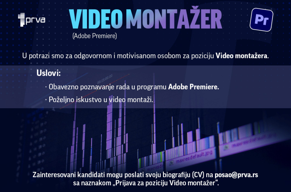 Prva televizija širi tim - tražimo VIDEO MONTAŽERA