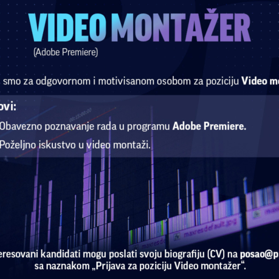 Prva televizija širi tim - tražimo VIDEO MONTAŽERA