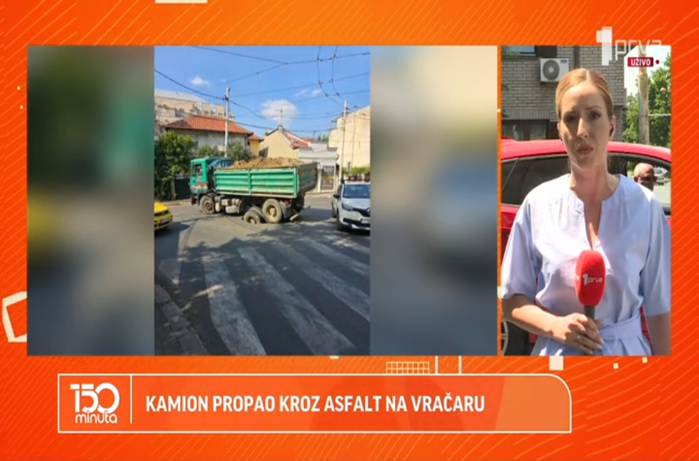 Kamion propao kroz asfalt u centru Beograda