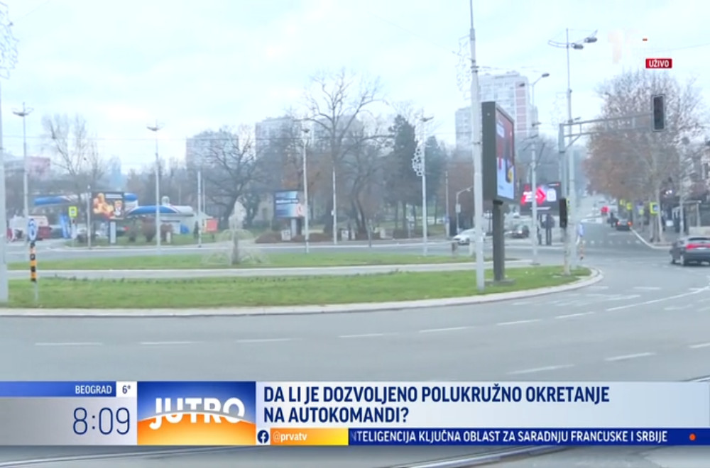 Da li je dozvoljeno polukružno okretanje na Autokomandi, iz pravca Južnog bulevara?