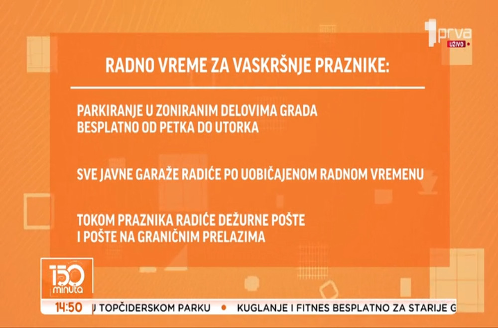 Radno vreme za vreme Vaskršnjih praznika